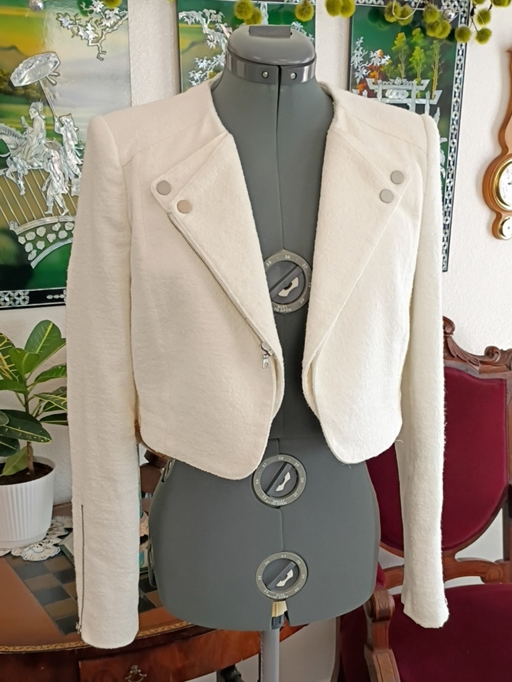 BCBG White Motorcycle Jacket Size Extra Small